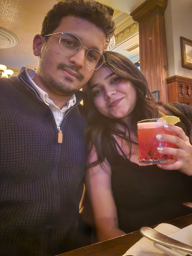 Akanksha and Kushal having a drink together