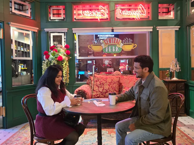Akanksha and Kushal having coffee at Central Perk