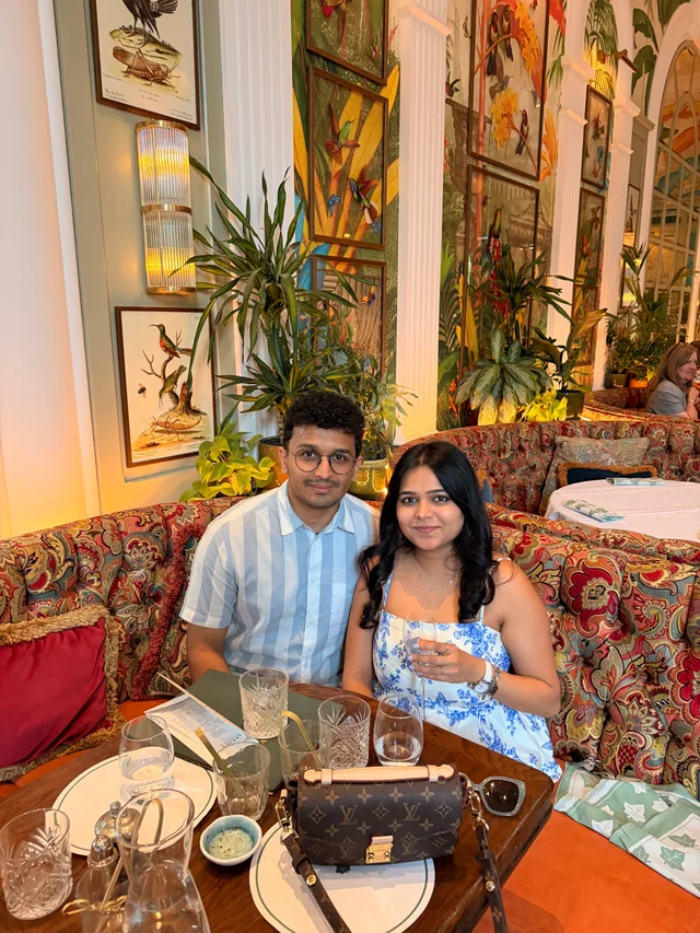 Akanksha and Kushal at a birthday lunch at The Ivy